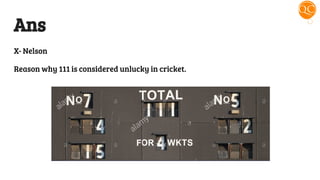 Cricket Quiz by Quiz Club NITW