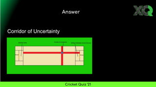 Answer
Cricket Quiz ’21
Corridor of Uncertainty
 