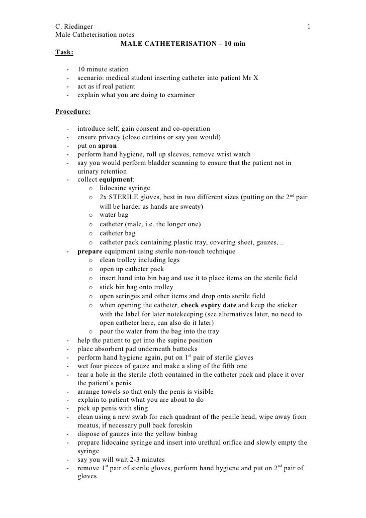 Osce Catheterisation Protocol