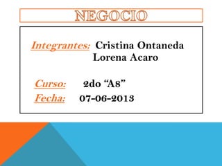 Integrantes: Cristina Ontaneda
Lorena Acaro
Curso:
Fecha:
 