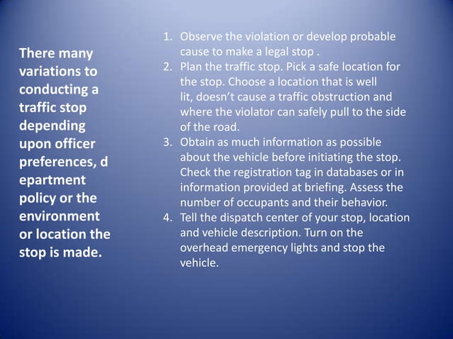Traffic Stops CRIJ260 | PPT
