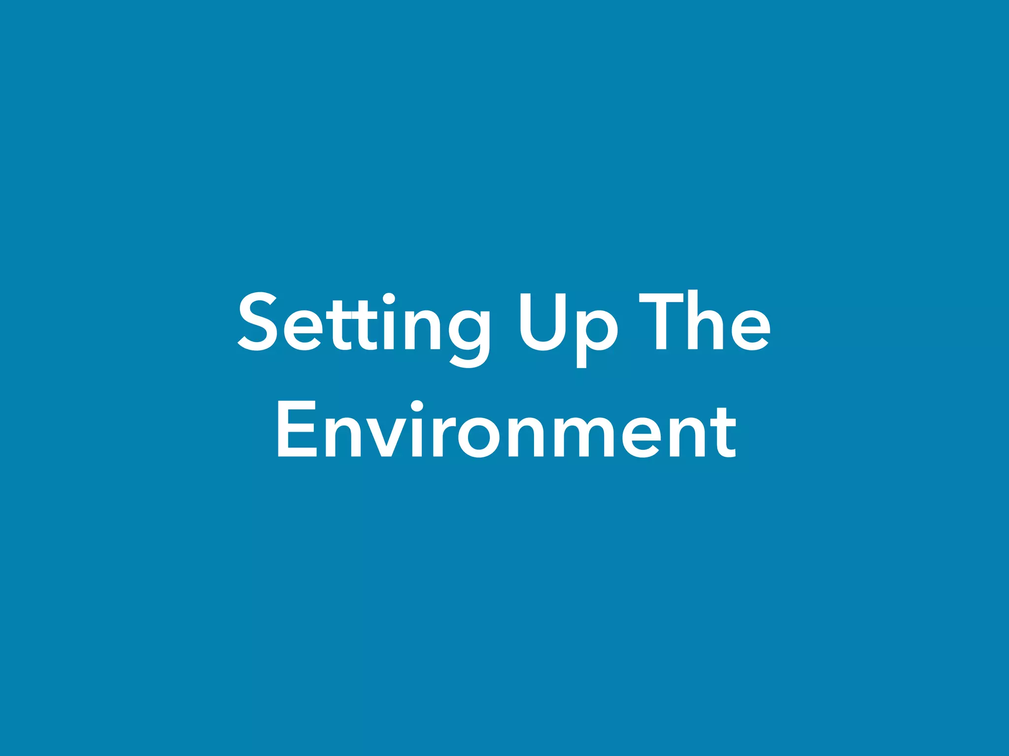 Setting Up The
Environment
 
