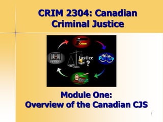 CRIM 2304: Canadian
    Criminal Justice




        Module One:
Overview of the Canadian CJS
                               1
 