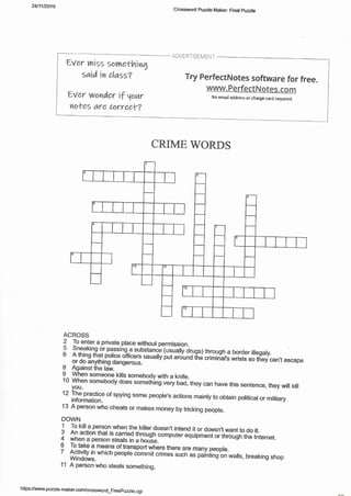 Crime crossword 19 20