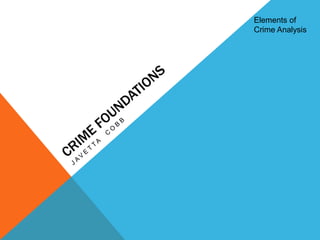 CRIME FOUNDATIONS Javetta  Cobb Elements of Crime Analysis 