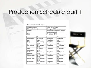 Production Schedule part 1 
