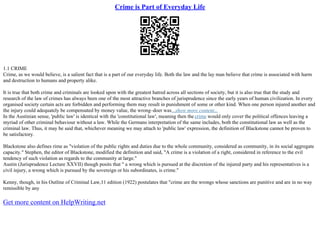 Crime Is Part Of Everyday Life | PPT