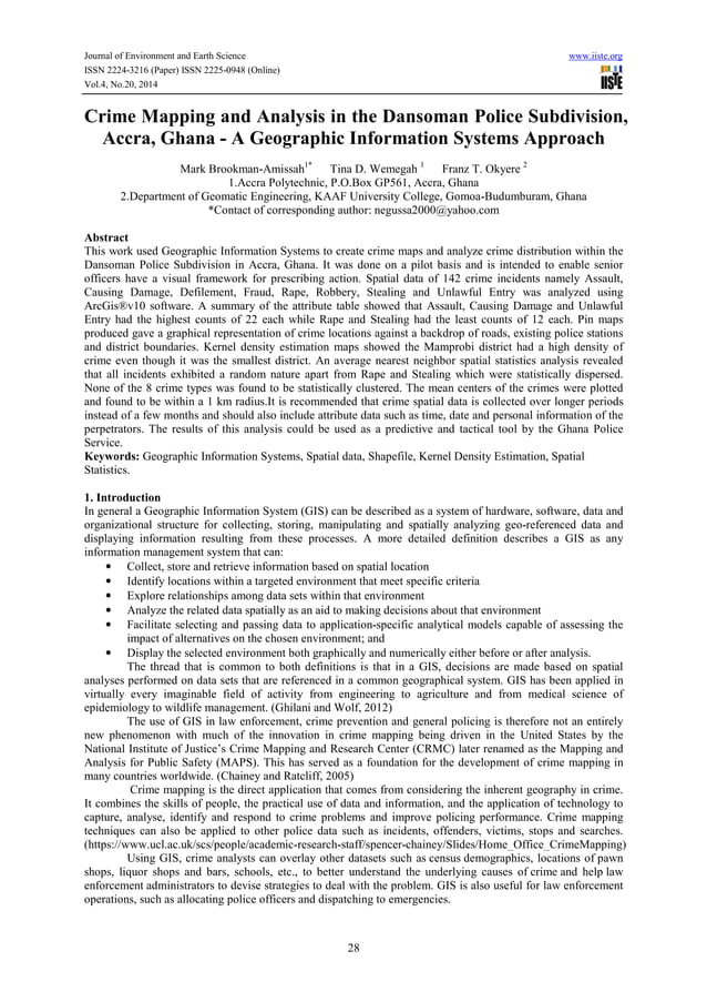 Crime mapping and analysis in the dansoman police subdivision, accra