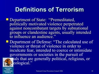 Selective Terrorism Crime Prevention and Community Preparedness | PPT