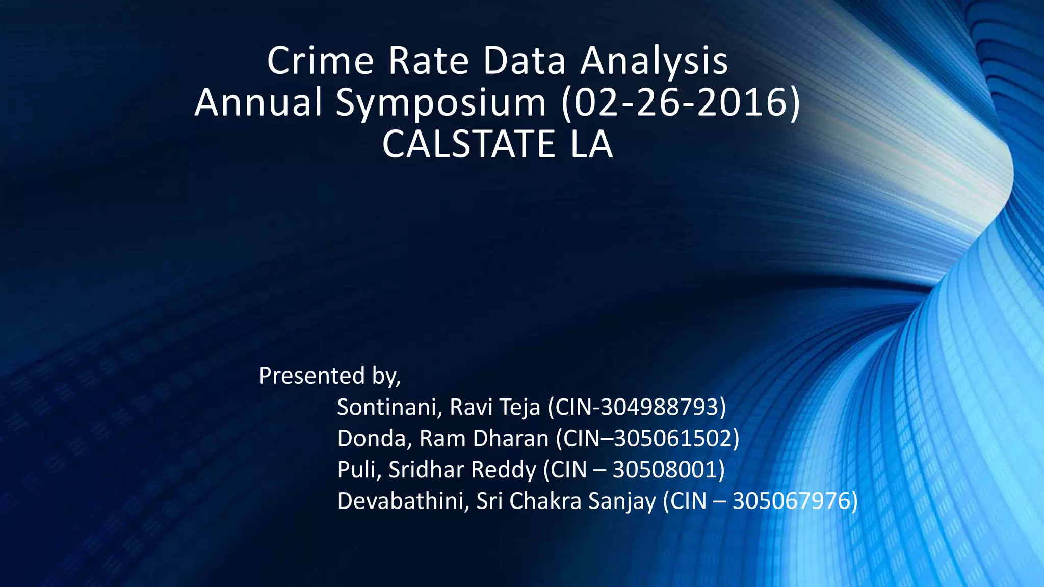 Crime rate data analysis in Los Angeles | PPT