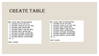 Create table
 