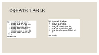 Create table
 
