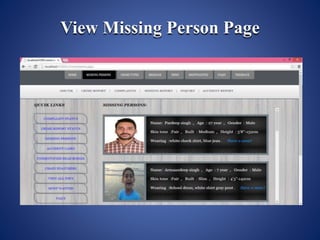 View Missing Person Page
 
