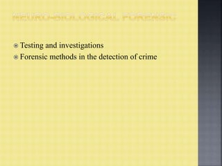 Forensic Test Methods Crime scene and investigation in forensic psychology(final) | PPT