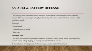 Crime Typologies lecture slides with examples | PPTX