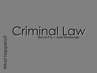 Becca Fry + Jess Messenger Criminal Law What happens? 