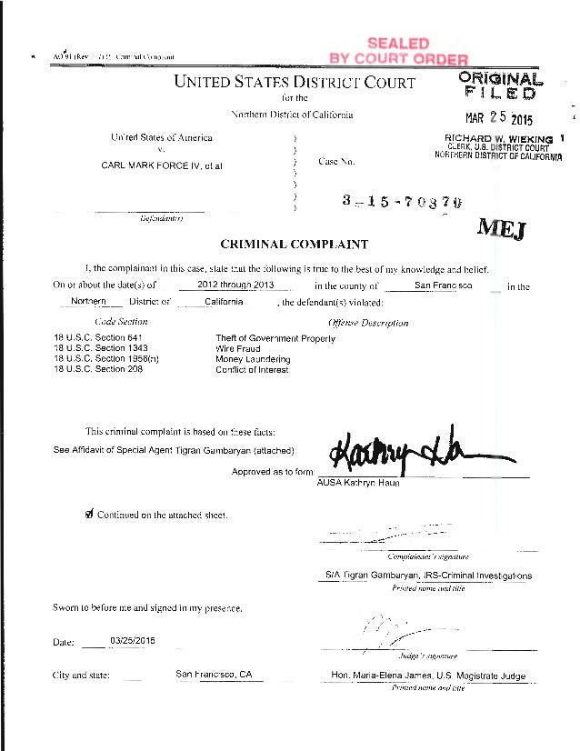 fbi vs silk road criminal complaint against feds criminal complaint form