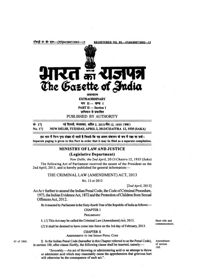 Criminal Law (amendment) Act 2013