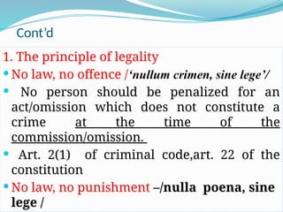 Comprehensive Overview of Criminal Law Principles and Ethiopian Legal ...