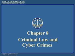 1
© 2004 West Legal Studies in Business
A Division of Thomson Learning
Chapter 8
Criminal Law and
Cyber Crimes
 