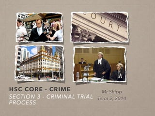 HSC CORE - CRIME
SECTION 3 - CRIMINAL TRIAL
PROCESS
Mr Shipp
Term 2, 2014
 