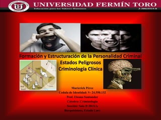 Marierick Pérez
Cedula de Identidad: V- 24.550.132
Prof. Eleana Santander
Cátedra: Criminología
Sección: Saia D 2015/A
Barquisimeto, Estado Lara
 