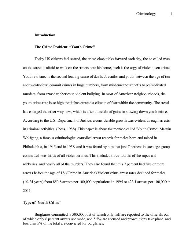 Essay on juvenile crime