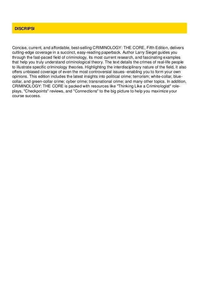 [PDF] Criminology The Core Free