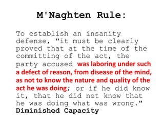M'Naghten Rule: ,[object Object]