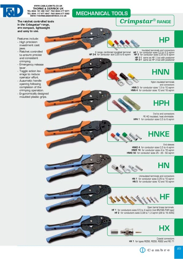 Crimping Tool, Cembre Crimpstar Ratchet Tool 0.256sqmm Cembre HP3