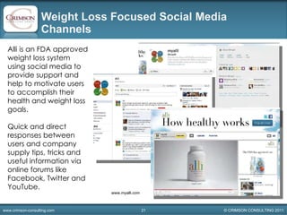 Weight Loss Focused Social Media Channels  Alli is an FDA approved weight loss system using social media to provide suppor...