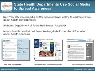 State Health Departments Use Social Media to Spread Awareness  New York City developed a Twitter account @nycHealthy to up...
