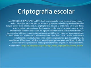 Criptografía escolar | PPT