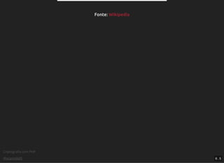 Criptograﬁa com PHP
@vcampitelli
Fonte:Fonte: WikipediaWikipedia
6 . 5
 