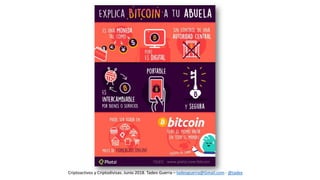 Criptoactivos y Criptodivisas. Junio 2018. Tadeo Guerra – tadeoguerra@Gmail.com - @tadex
 