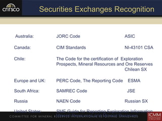 CRIRSCO EGRC UNFC Workshop April 23 2013, Geneva Switzerland | PPTX
