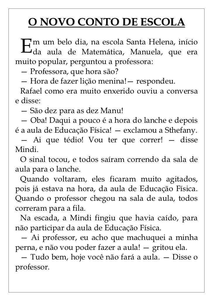 Contos dos alunos do 5° ano B da unidade I.