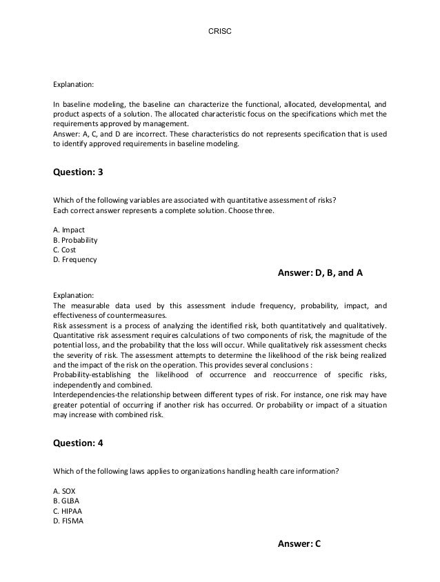 Valid CRISC Exam Answers