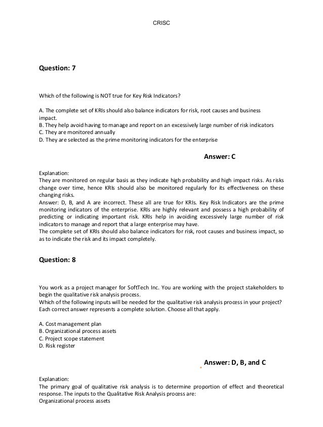 CRISC Testfagen