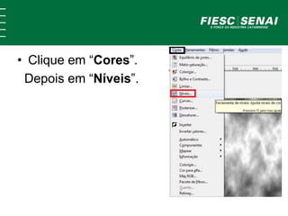 • Clique em “Cores”.
Depois em “Níveis”.
 