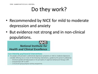 CRISE - INSTITUT 2012 - Simon Hatcher - E-therapies in suicide prevention :  what do they look like, do they work and what is the research agenda?