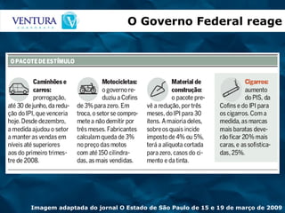 Imagem adaptada do jornal O Estado de São Paulo de 15 e 19 de março de 2009 O Governo Federal reage 