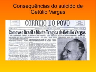 Consequências do suicído de
Getúlio Vargas
 