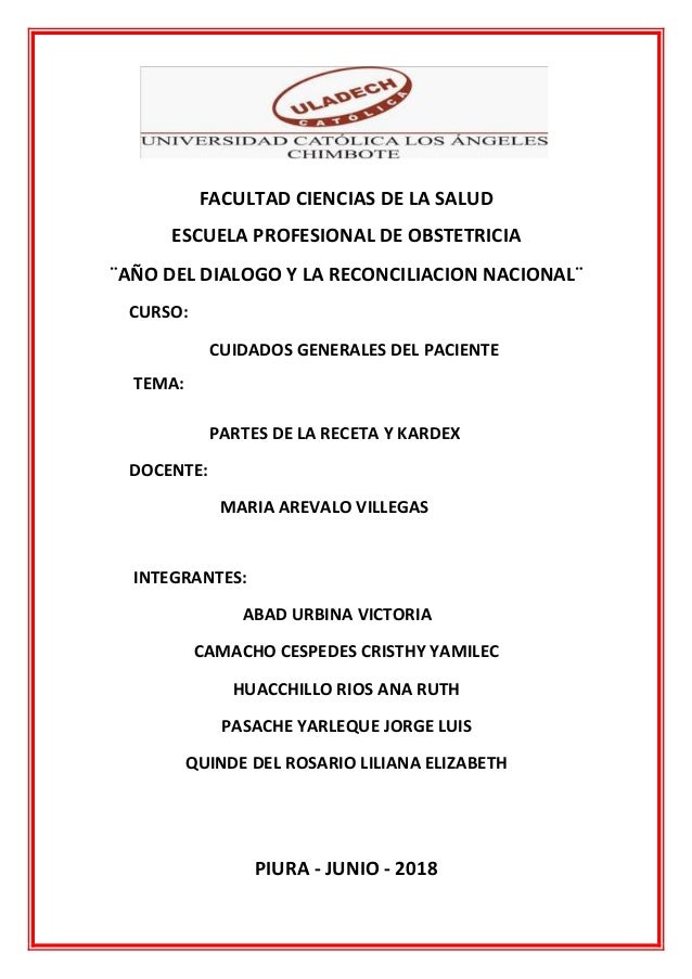 Partes de la receta medica y kardex