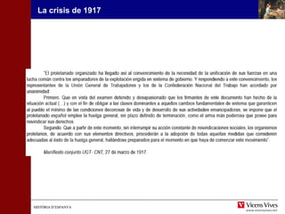 HISTÒRIA D’ESPANYAHISTÒRIA D’ESPANYA
La crisis de 1917
 