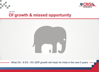 What 5% 6.5% 9% GDP growth will mean for India in the next 5 years/ /
Of growth & missed opportunity
April 2014
 