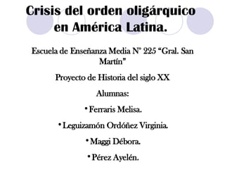 Crisis del orden oligárquico en América Latina. ,[object Object],[object Object],[object Object],[object Object],[object Object],[object Object],[object Object]