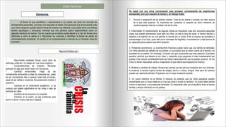 Crisis Familiares
• Recurrentes molestias físicas, como dolor de
estómago antes de ir al colegio sin una causa orgánica.
• Comportamientos de evitación. Rechazar
participar en algo que solían hacer con frecuencia.
• Cambios emocionales. Pasar de ser
normalmente extrovertido a dejar de mostrarse así, pasar
de ser normalmente feliz a parecer triste todo el tiempo,
pasar de ser afable a mostrarse frecuentemente irritable o
explosivo.
• Cambios en el rendimiento académico, si se
produce una bajada significativa en las notas o deja de
participar en clase.
• Aumento de los temores o la ansiedad.
• Cambios en el sueño, ya sea problemas para
dormir o dormir mucho más de lo habitual.
La forma en que percibimos y reaccionamos a un evento, así como los recursos de
afrontamiento personales, provocan una respuesta de estrés. Dos personas que se encuentran ante
una misma situación pueden hacerle frente de manera muy diferente. Uno puede sentir una intensa
tensión psicológica y emocional, mientras que otra persona podría experimentarlo como un
pequeño bache en el camino. Ten en cuenta que el estrés puede afectar a tu hijo de formas muy
diferentes a cómo te afecta a ti. Reconocer los síntomas e identificar la fuente de estrés es
extremadamente importante. Un cambio en el comportamiento a menudo es un indicador clave de
la tensión.
Estresores.
Algunos Cambios son :
No basta con una única conversación para procesar correctamente las experiencias
estresantes, sino que requiere de tiempo y un diálogo fluido.
1. Divorcio o separación de los padres/ madres: Trata de ser directo y honesto con ellos acerca
de lo que está pasando. Es importante ser cuidadoso al respecto de cómo hablamos de
nuestra expareja, trata de no hablar mal de él o ella.
2. Enfermedad: El mantenimiento de algunas rutinas es importante, para ello, encuentra pequeñas
cosas que puedan permanecer igual para los niños, ya sea la hora de cenar, el horario escolar y
deberes o la tradición de ver una película el viernes por la noche. Evita el impulso de excederte o
sobreproteger a tus hijos, pues esto envía mensajes de fragilidad, incompetencia o duda acerca de
su capacidad para superar esta difícil situación.
3. Problemas económicos: La incertidumbre financiera puede hacer que una familia se tambalee.
Los niños perciben las señales de sus padres, lo que implica que se darán cuenta de la tensión y la
ansiedad de los padres. Sin embargo, no tienen por qué comprender qué está pasando. Explícales
aquellos cambios que afectan a sus vidas, y responde a las preguntas lo más honestamente que
puedas. Esto reduce considerablemente las malas interpretaciones que se puedan producir. (Si los
niños no tienen respuestas, será su imaginación la que rellene esos espacios en blanco).
4. Mudarse y cambiar de colegio: Aunque las razones por las que nos mudamos son muy diversas,
la mudanza a menudo implica cambio de colegio, barrio e, incluso, amigos. Esta serie de cambios
pueden ser realmente difíciles. Prepáralos con la mayor antelación posible
5. Un nuevo miembro en la familia: A menudo se entiende que los niños pequeños pueden
experimentar que un nuevo bebé es un rival que viene a invadir su territorio. Un nuevo bebé cambia
mucho el panorama y circunstancias familiares. Es importante velar por el equilibrio entre el tiempo
familiar y tiempo individual con los padres.
 