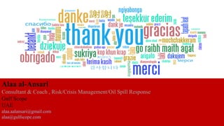 Alaa al-Ansari
Consultant & Coach , Risk/Crisis Management/Oil Spill Response
alaa.aalansari@gmail.com
 