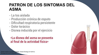 8
Global Initiative for Asthma(GINA). Global Strategy for Asthma
Management and Prevention.
PATRON DE LOS SINTOMAS DEL
ASMA
 